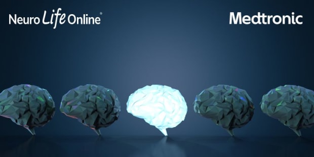 NeuroLife Online and Medtronic logos on an image of brains