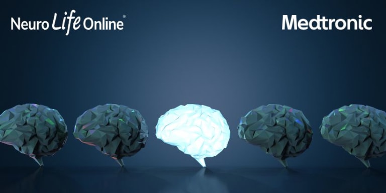 NeuroLife Online and Medtronic logos on an image of brains